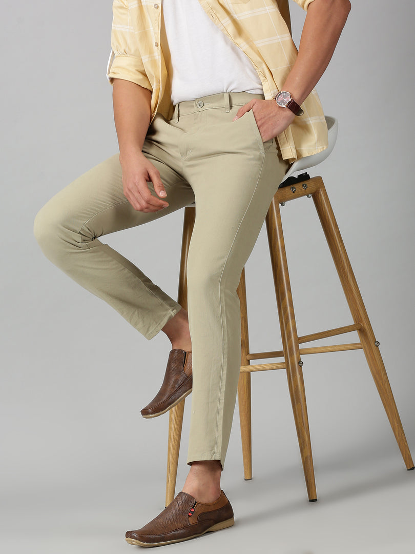Linen-blend trousers - Light khaki green - Men | H&M IN